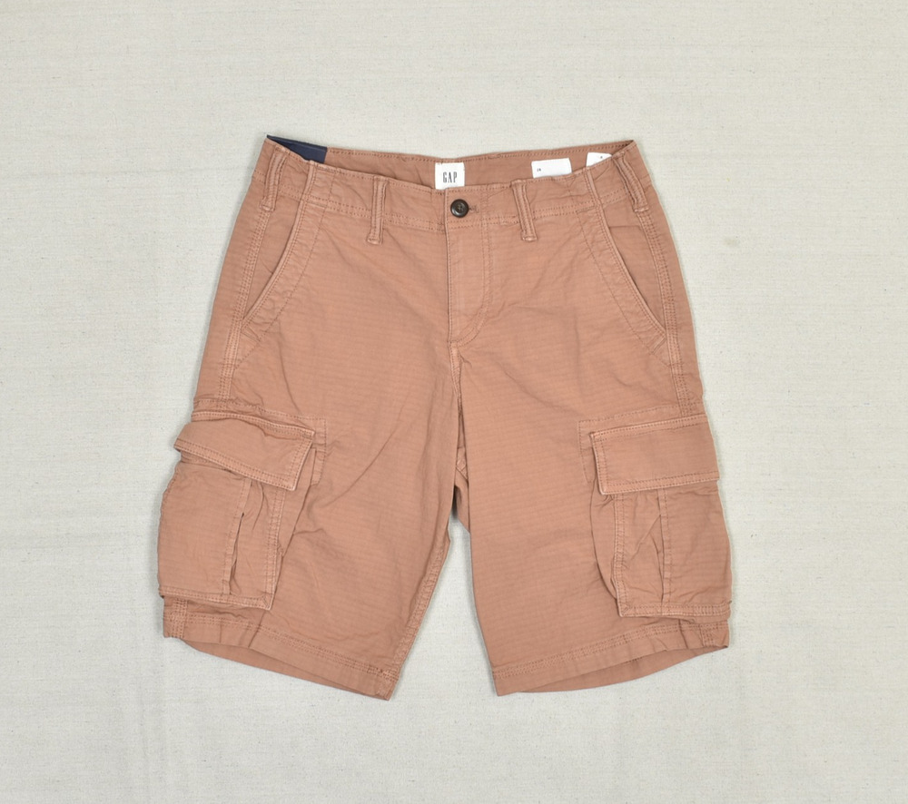 NEW Gap Men's Cargo Short Bermuda Zip Solid Cotton Blend Red Size 28